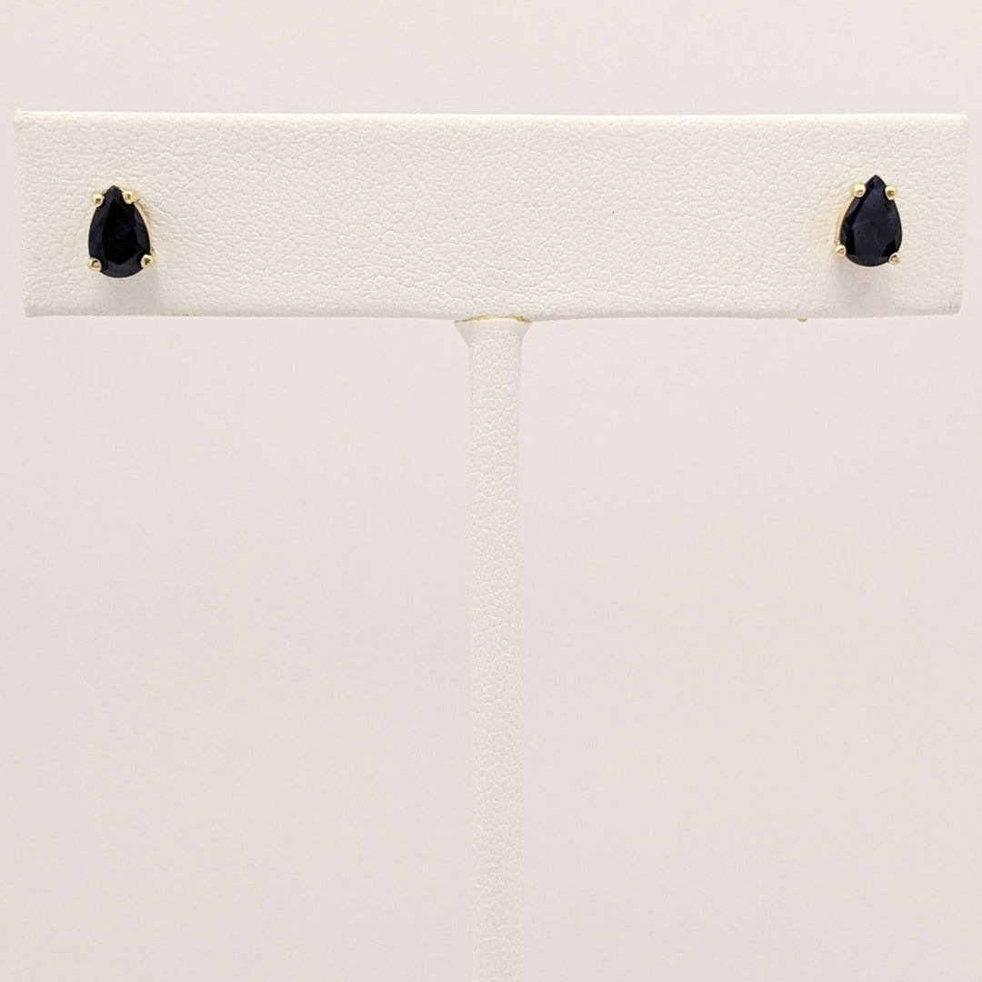 10K SAPPHIRE PEAR (2) ESTATE STUD EARRINGS 0.9 GRAMS