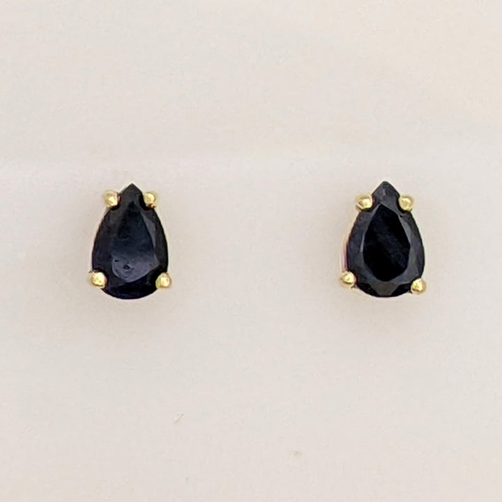 10K SAPPHIRE PEAR (2) ESTATE STUD EARRINGS 0.9 GRAMS