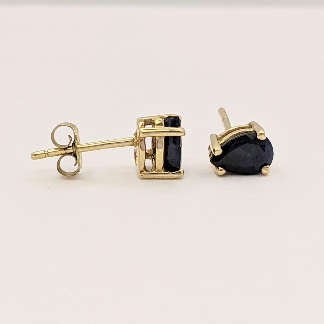 10K SAPPHIRE PEAR (2) ESTATE STUD EARRINGS 0.9 GRAMS