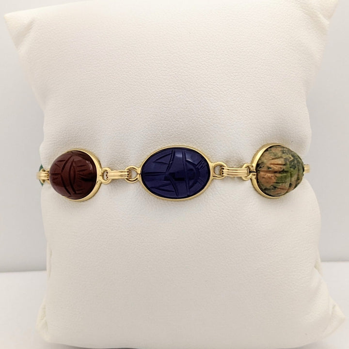 14K SCARAB OVAL (6) OVAL ESTATE BRACELET 15.6 GRAMS