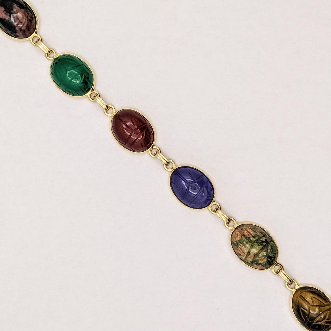 14K SCARAB OVAL (6) OVAL ESTATE BRACELET 15.6 GRAMS