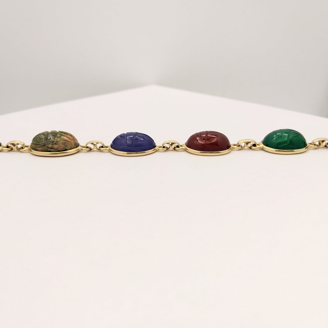 14K SCARAB OVAL (6) OVAL ESTATE BRACELET 15.6 GRAMS