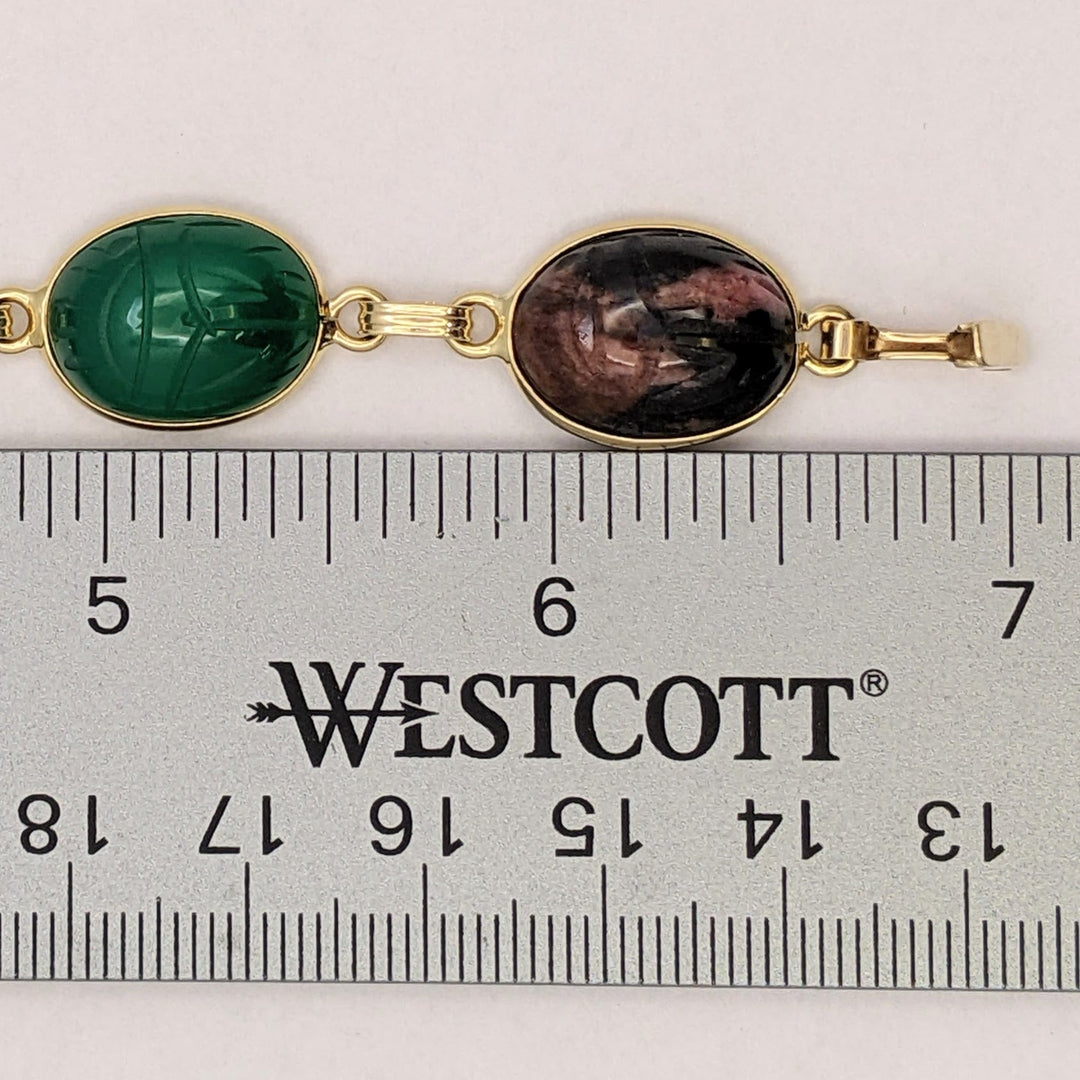 14K SCARAB OVAL (6) OVAL ESTATE BRACELET 15.6 GRAMS