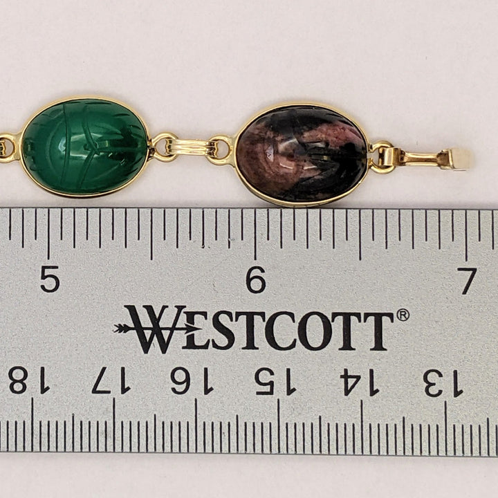 14K SCARAB OVAL (6) OVAL ESTATE BRACELET 15.6 GRAMS
