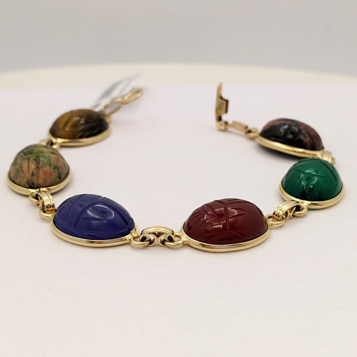 14K SCARAB OVAL (6) OVAL ESTATE BRACELET 15.6 GRAMS