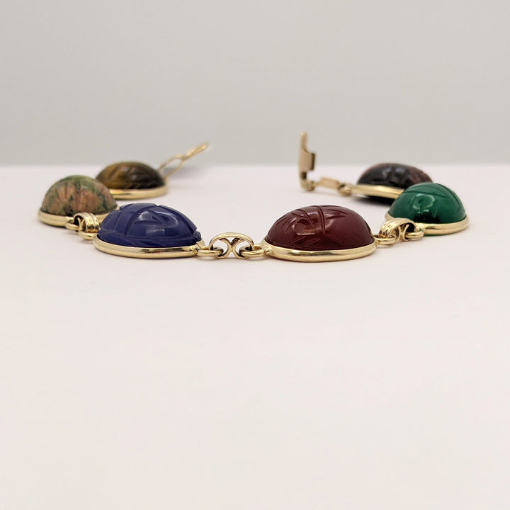 14K SCARAB OVAL (6) OVAL ESTATE BRACELET 15.6 GRAMS