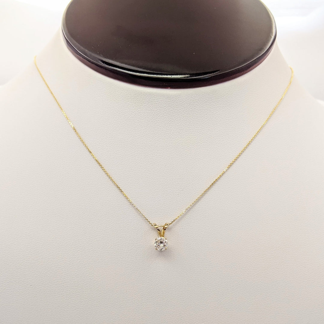 14K .38 CARAT TOTAL SI2 H DIAMOND ROUND ESTATE PENDANT & CHAIN 1.5 GRAMS