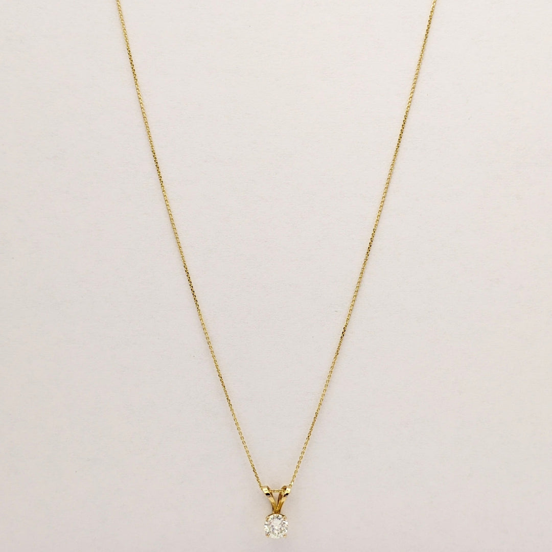 14K .38 CARAT TOTAL SI2 H DIAMOND ROUND ESTATE PENDANT & CHAIN 1.5 GRAMS