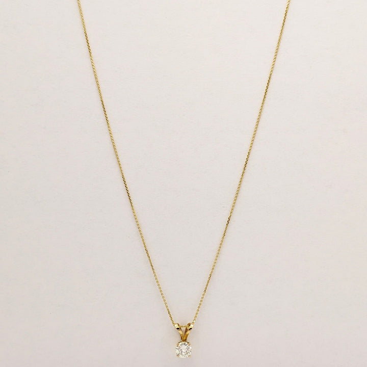 14K .38 CARAT TOTAL SI2 H DIAMOND ROUND ESTATE PENDANT & CHAIN 1.5 GRAMS