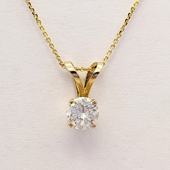 14K .38 CARAT TOTAL SI2 H DIAMOND ROUND ESTATE PENDANT & CHAIN 1.5 GRAMS