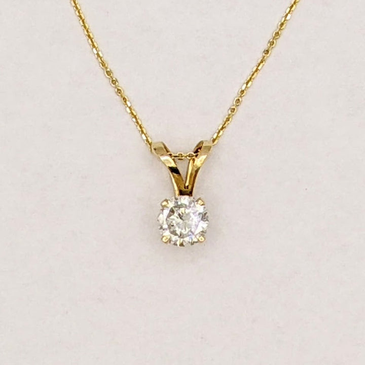 14K .38 CARAT TOTAL SI2 H DIAMOND ROUND ESTATE PENDANT & CHAIN 1.5 GRAMS