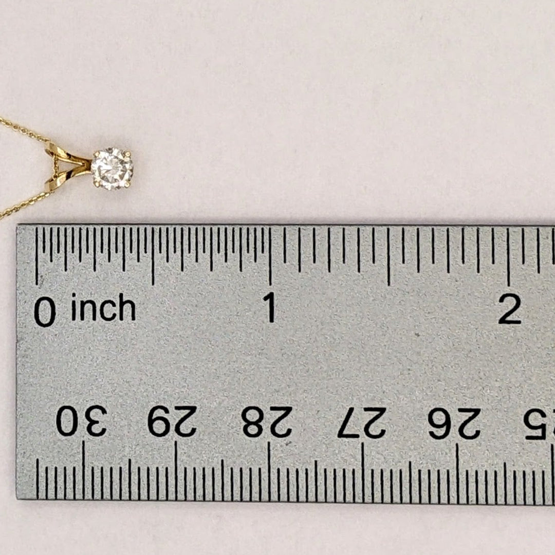14K .38 CARAT TOTAL SI2 H DIAMOND ROUND ESTATE PENDANT & CHAIN 1.5 GRAMS