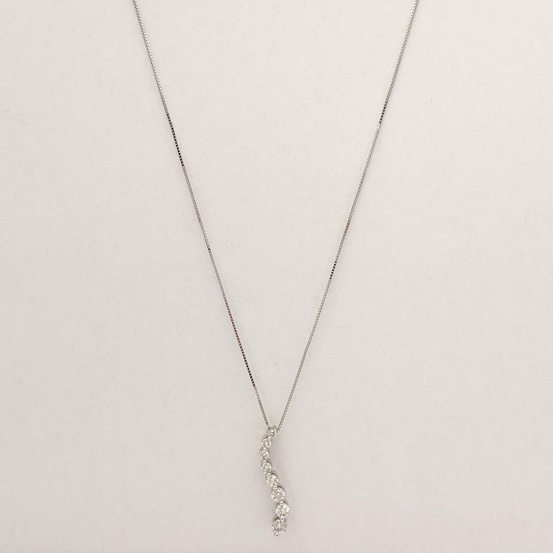14K WHITE .43 CARAT TOTAL WEIGHT SI2 H DIAMOND ROUND (8) ESTATE JOURNEY PENDANT & CHAIN 2.1 GRAMS