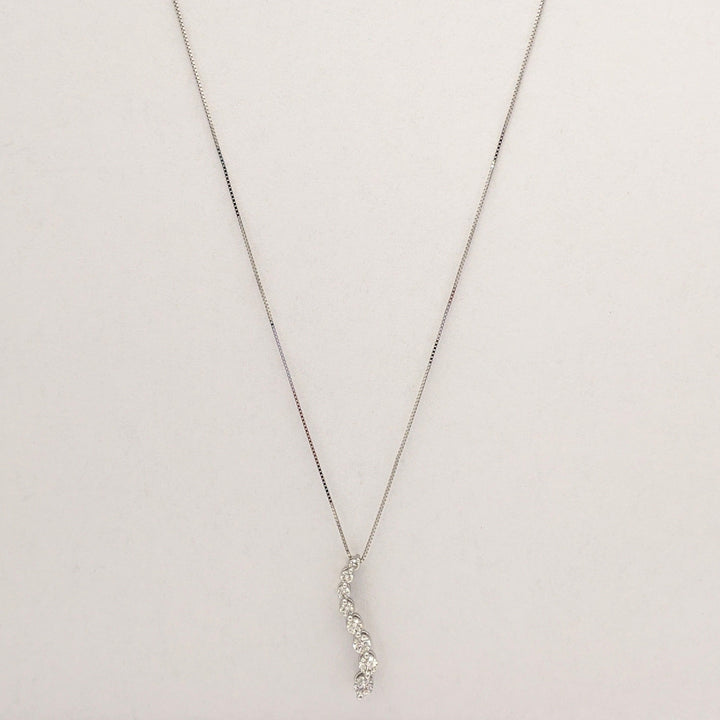 14K WHITE .43 CARAT TOTAL WEIGHT SI2 H DIAMOND ROUND (8) ESTATE JOURNEY PENDANT & CHAIN 2.1 GRAMS