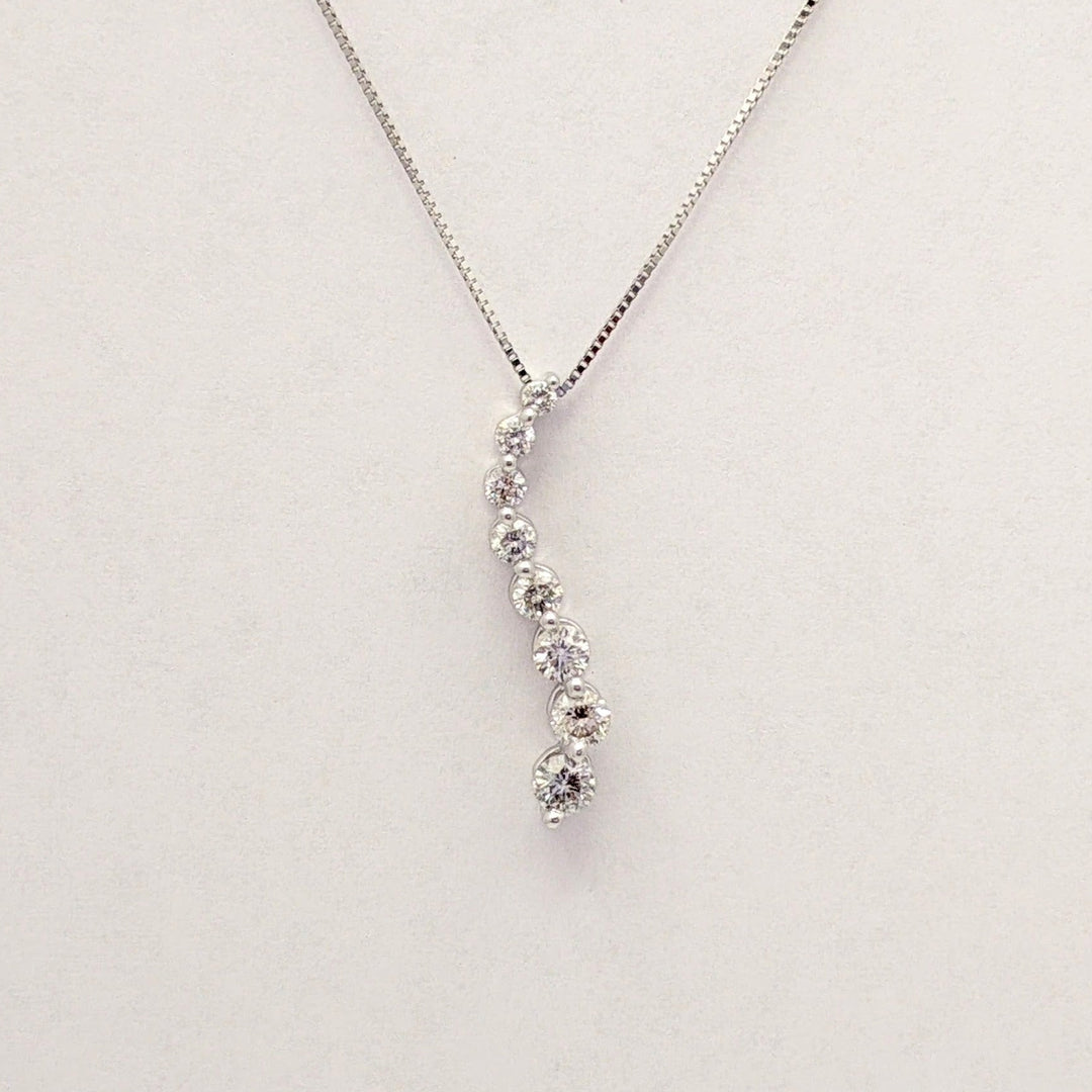 14K WHITE .43 CARAT TOTAL WEIGHT SI2 H DIAMOND ROUND (8) ESTATE JOURNEY PENDANT & CHAIN 2.1 GRAMS