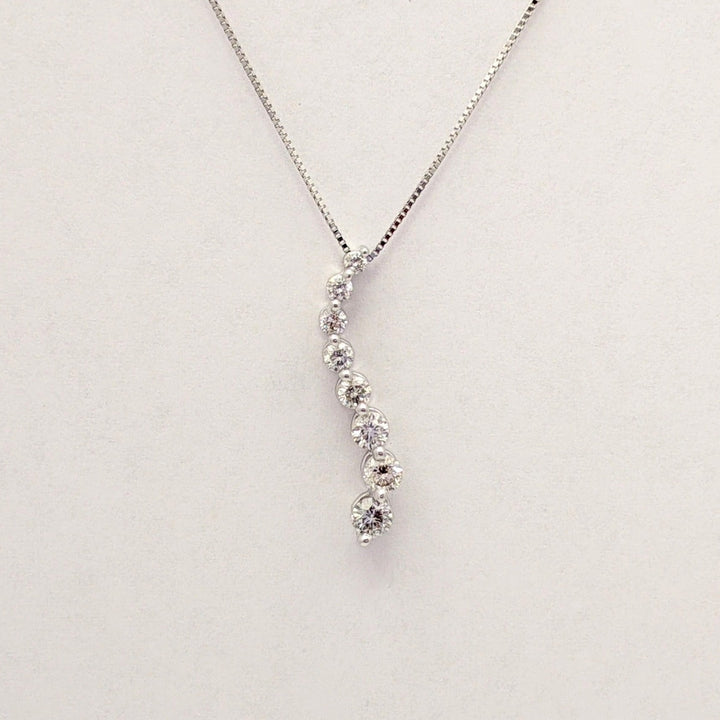 14K WHITE .43 CARAT TOTAL WEIGHT SI2 H DIAMOND ROUND (8) ESTATE JOURNEY PENDANT & CHAIN 2.1 GRAMS