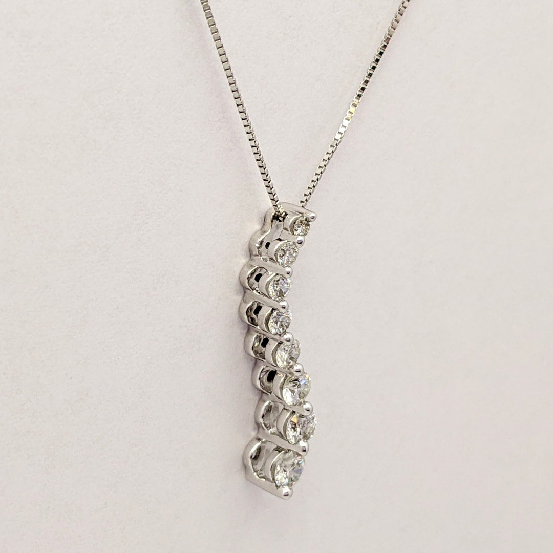 14K WHITE .43 CARAT TOTAL WEIGHT SI2 H DIAMOND ROUND (8) ESTATE JOURNEY PENDANT & CHAIN 2.1 GRAMS