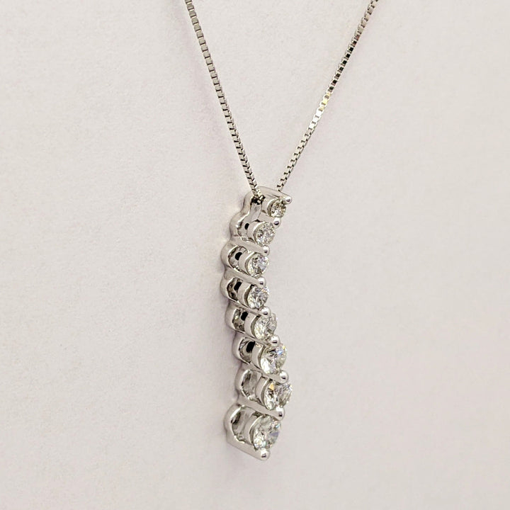 14K WHITE .43 CARAT TOTAL WEIGHT SI2 H DIAMOND ROUND (8) ESTATE JOURNEY PENDANT & CHAIN 2.1 GRAMS