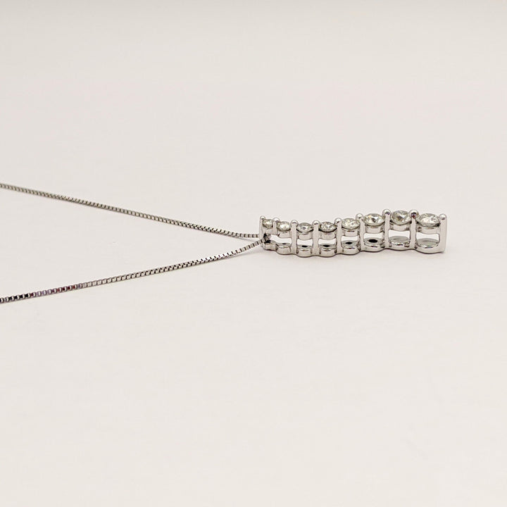 14K WHITE .43 CARAT TOTAL WEIGHT SI2 H DIAMOND ROUND (8) ESTATE JOURNEY PENDANT & CHAIN 2.1 GRAMS