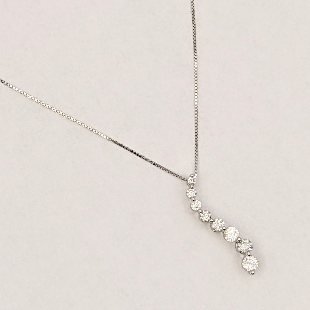 14K WHITE .43 CARAT TOTAL WEIGHT SI2 H DIAMOND ROUND (8) ESTATE JOURNEY PENDANT & CHAIN 2.1 GRAMS