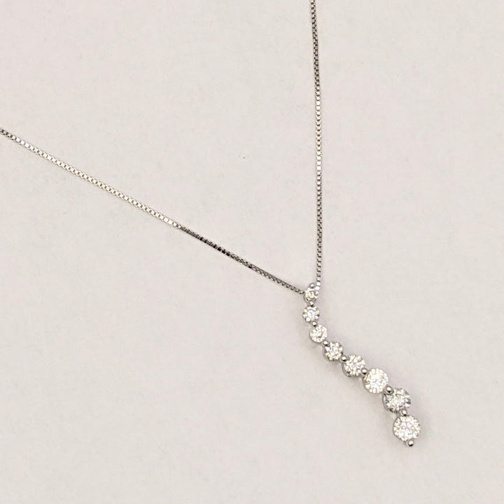 14K WHITE .43 CARAT TOTAL WEIGHT SI2 H DIAMOND ROUND (8) ESTATE JOURNEY PENDANT & CHAIN 2.1 GRAMS