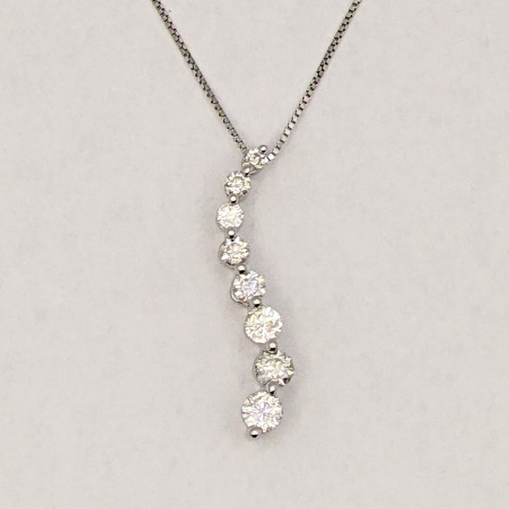 14K WHITE .43 CARAT TOTAL WEIGHT SI2 H DIAMOND ROUND (8) ESTATE JOURNEY PENDANT & CHAIN 2.1 GRAMS