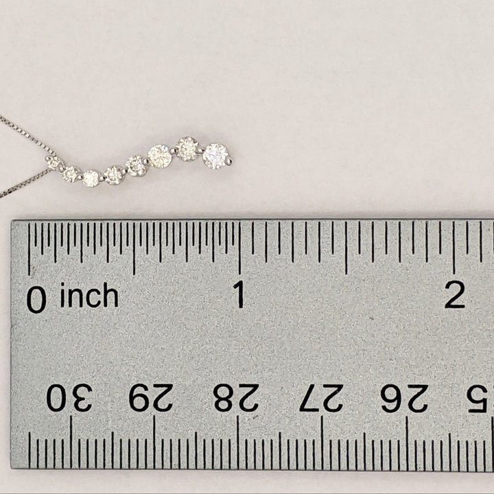 14K WHITE .43 CARAT TOTAL WEIGHT SI2 H DIAMOND ROUND (8) ESTATE JOURNEY PENDANT & CHAIN 2.1 GRAMS