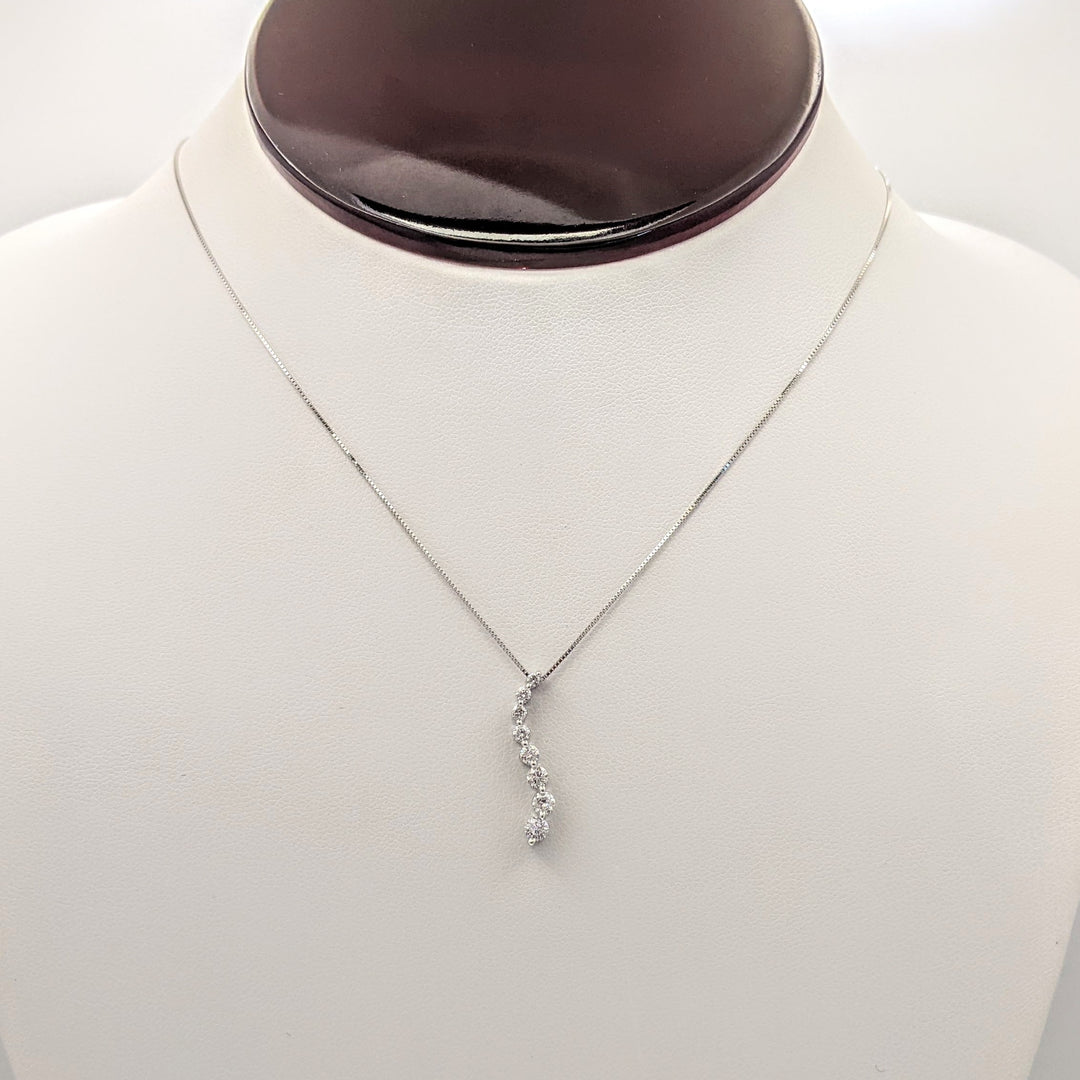 14K WHITE .43 CARAT TOTAL WEIGHT SI2 H DIAMOND ROUND (8) ESTATE JOURNEY PENDANT & CHAIN 2.1 GRAMS