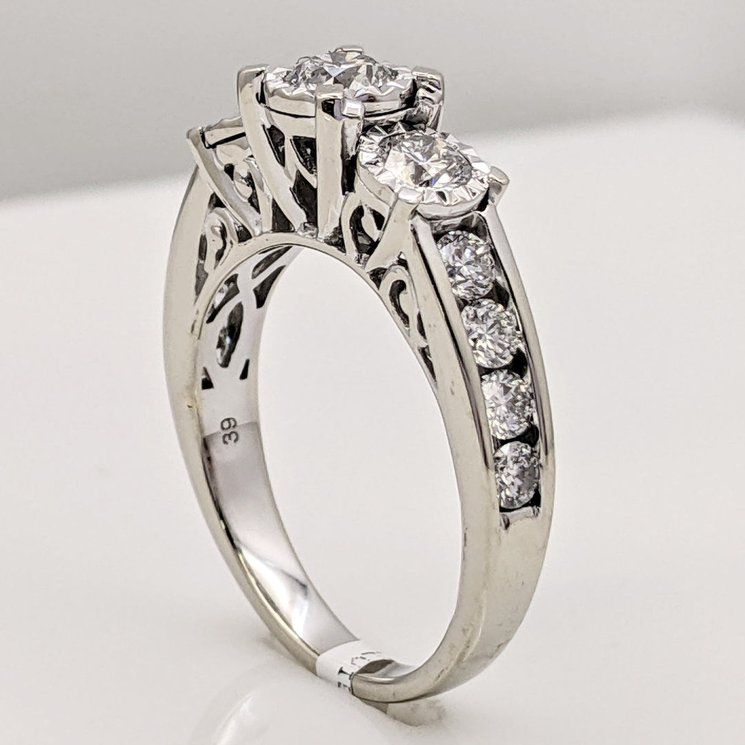 14K WHITE 1.26 CARAT TOTAL WEIGHT I1 I DIAMOND ROUND (11) ILLUSION TRINITY ESTATE RING 4.7 GRAMS