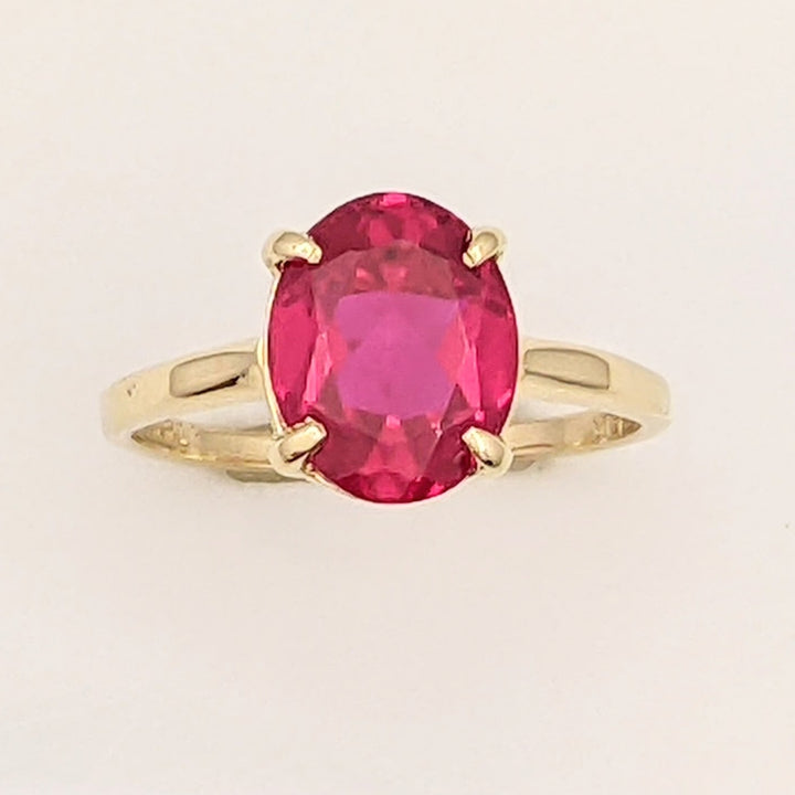 14K SYNTHETIC RUBY OVAL 8X10 ESTATE RING 2.3 GRAMS