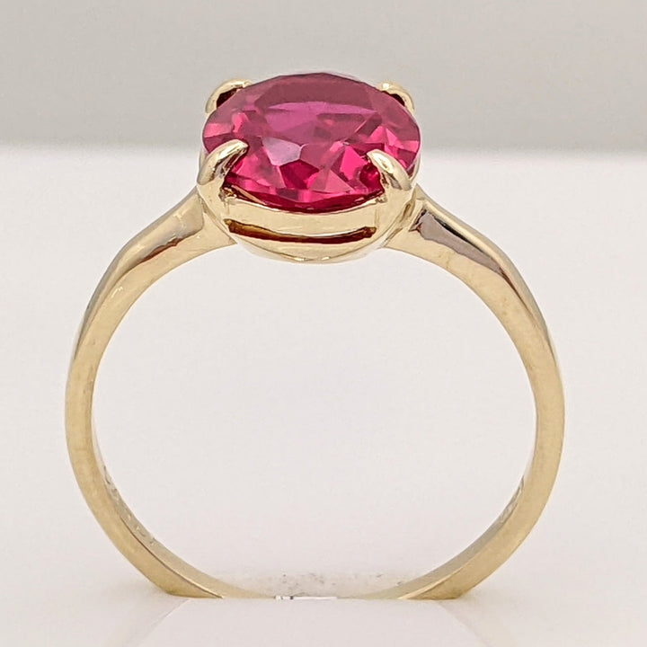 14K SYNTHETIC RUBY OVAL 8X10 ESTATE RING 2.3 GRAMS