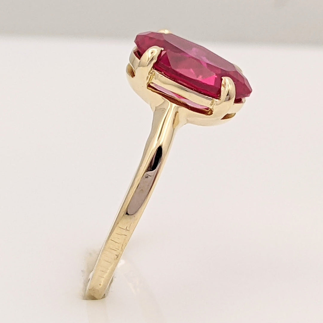 14K SYNTHETIC RUBY OVAL 8X10 ESTATE RING 2.3 GRAMS