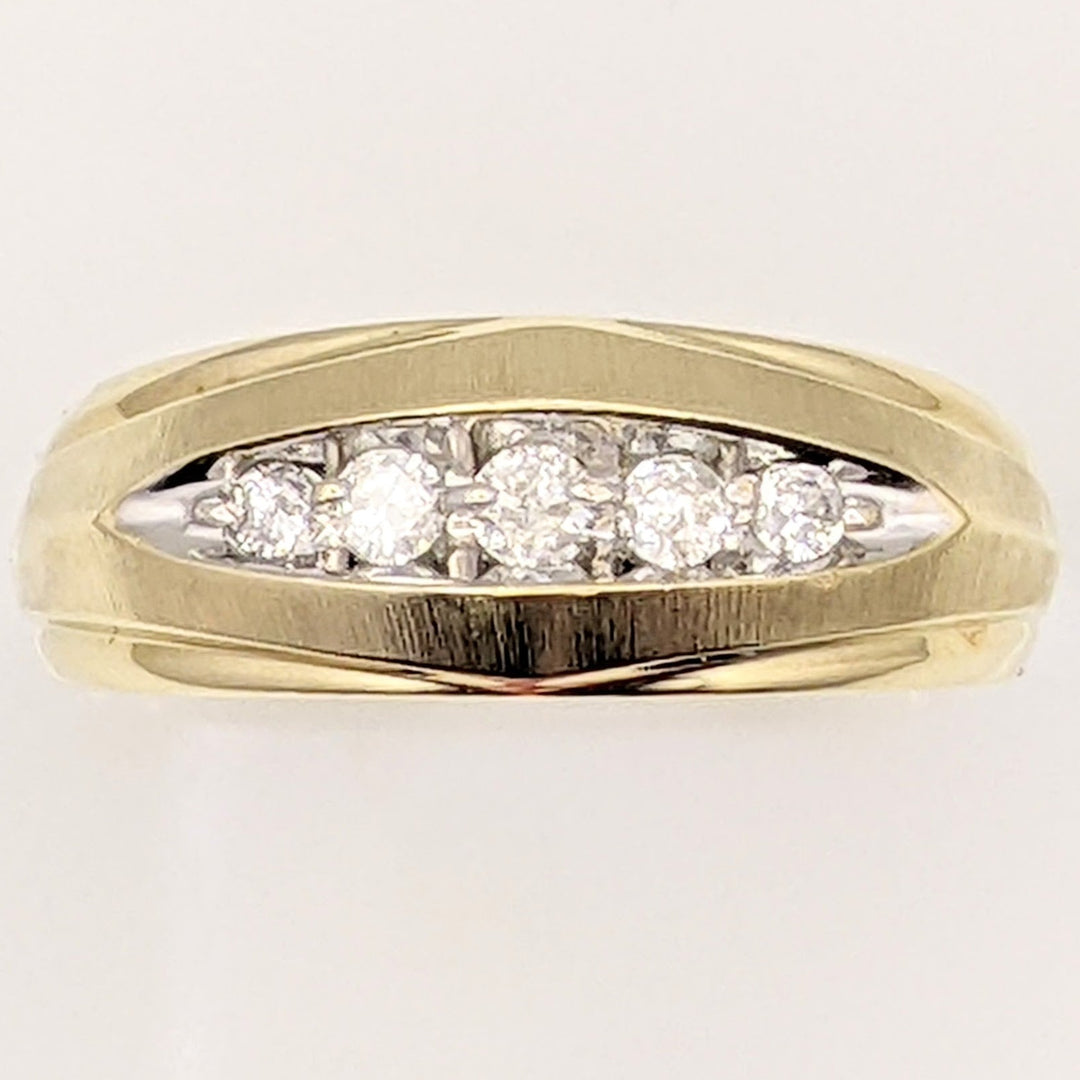 10K .25 CARAT TOTAL WEIGHT I2 H DIAMOND ROUND (5) CHANNEL/PRONG ESTATE BAND 4.8 GRAMS