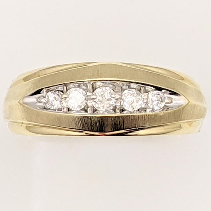10K .25 CARAT TOTAL WEIGHT I2 H DIAMOND ROUND (5) CHANNEL/PRONG ESTATE BAND 4.8 GRAMS