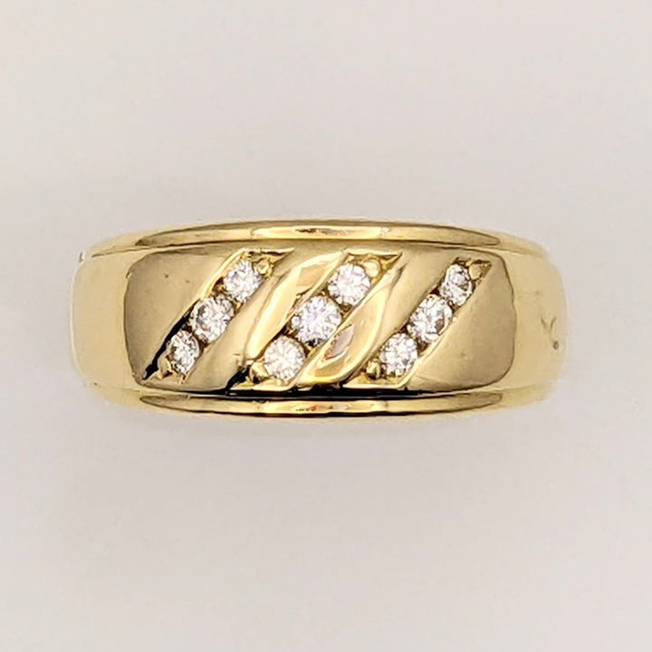 14K .21 CARAT TOTAL WEIGHT VS2 H DIAMOND ROUND (9) 3-ROW CHANNEL ESTATE BAND 8.3 GRAMS