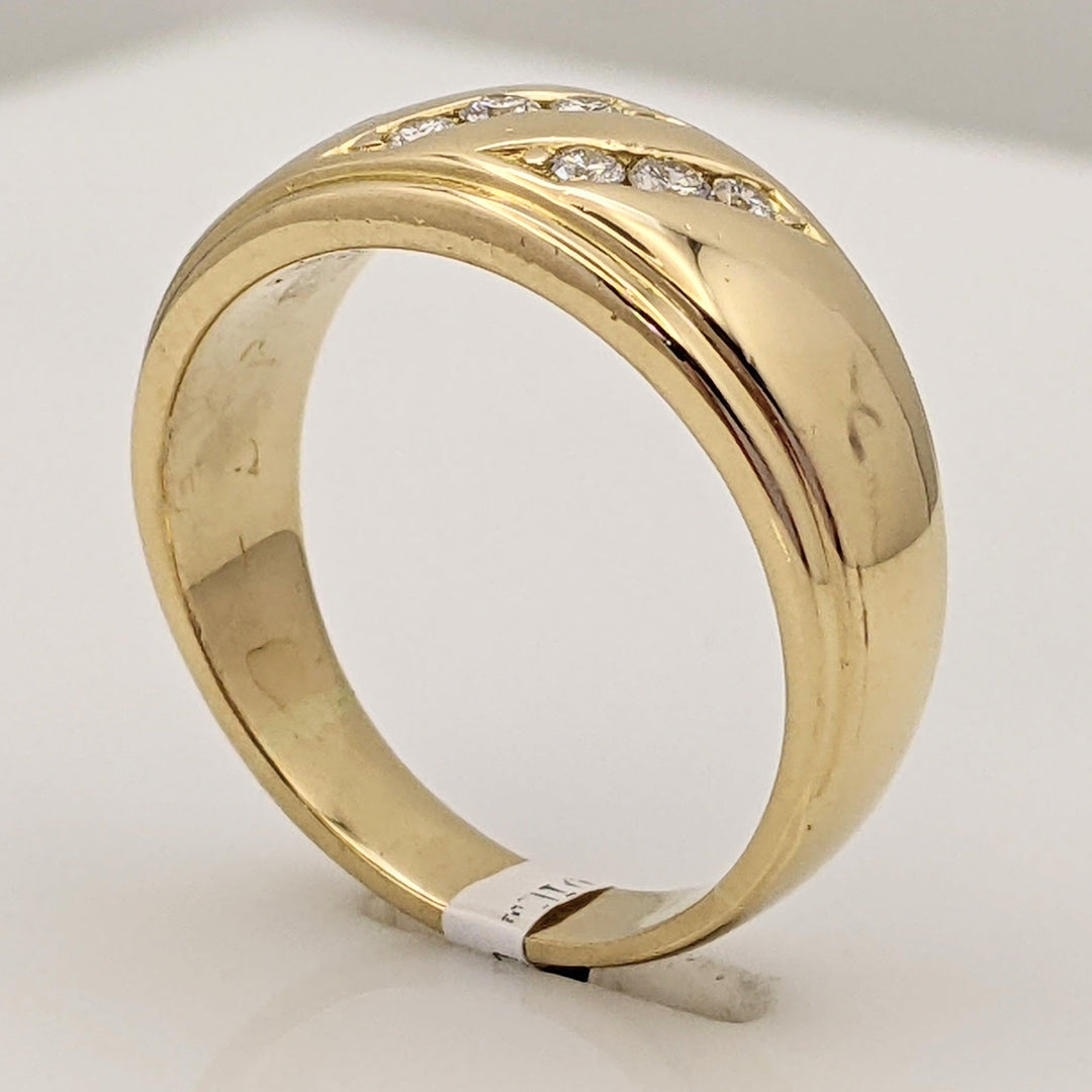 14K .21 CARAT TOTAL WEIGHT VS2 H DIAMOND ROUND (9) 3-ROW CHANNEL ESTATE BAND 8.3 GRAMS