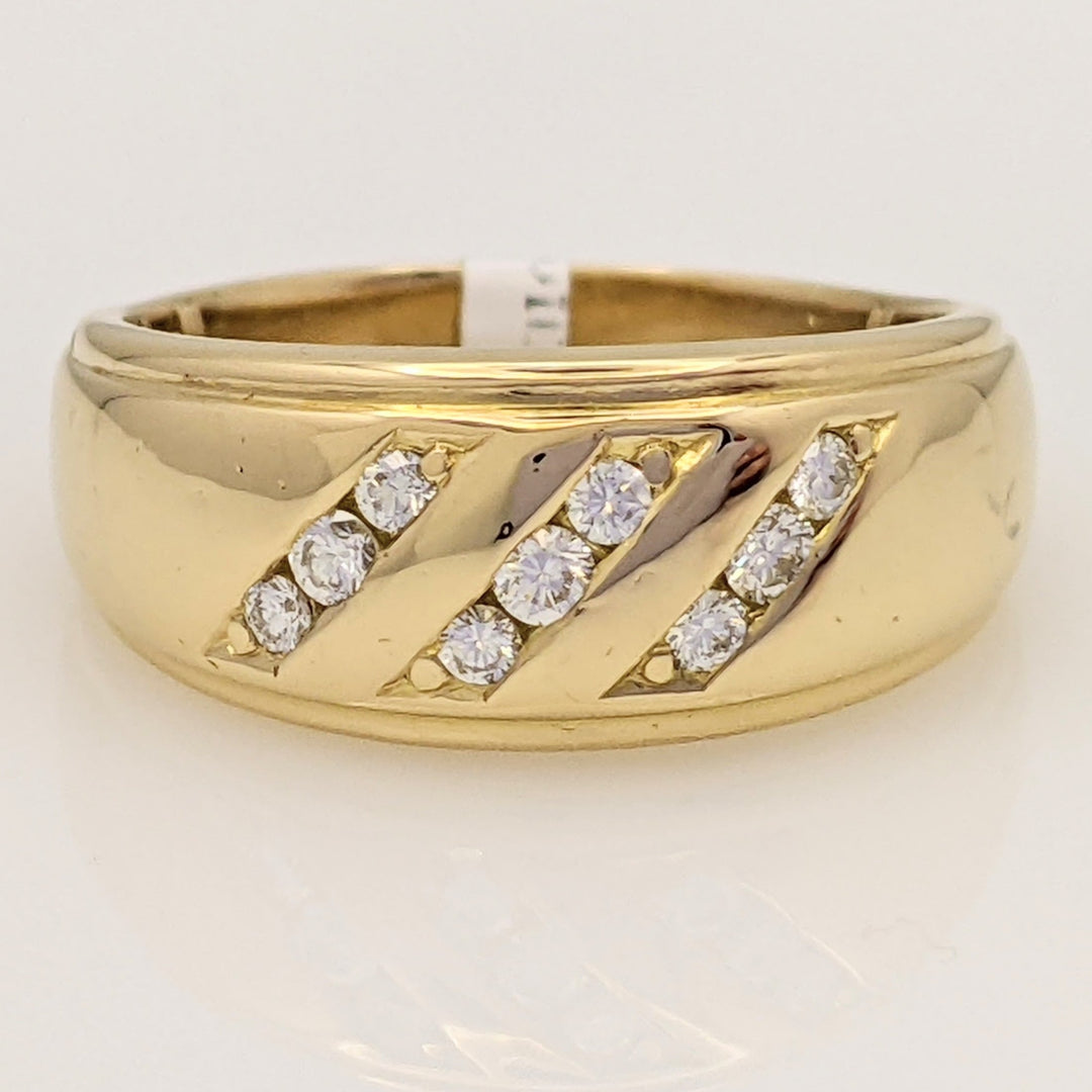 14K .21 CARAT TOTAL WEIGHT VS2 H DIAMOND ROUND (9) 3-ROW CHANNEL ESTATE BAND 8.3 GRAMS