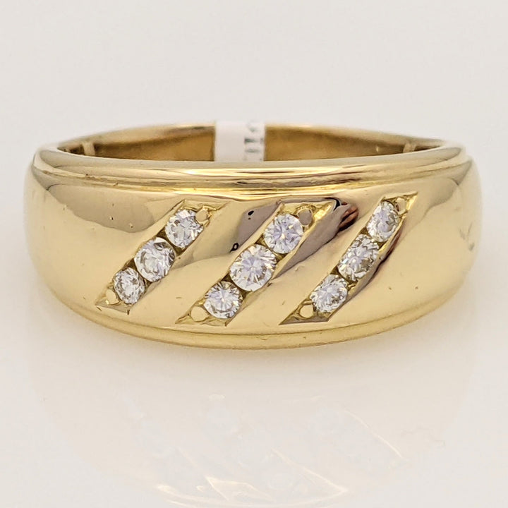 14K .21 CARAT TOTAL WEIGHT VS2 H DIAMOND ROUND (9) 3-ROW CHANNEL ESTATE BAND 8.3 GRAMS