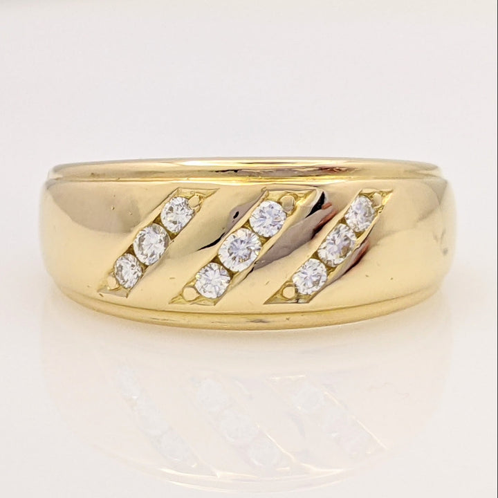 14K .21 CARAT TOTAL WEIGHT VS2 H DIAMOND ROUND (9) 3-ROW CHANNEL ESTATE BAND 8.3 GRAMS