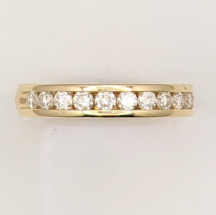 14K .74 CARAT TOTAL WEIGHT SI2 H DIAMOND ROUND (11) ESTATE CHANNEL BAND 5.3 GRAMS