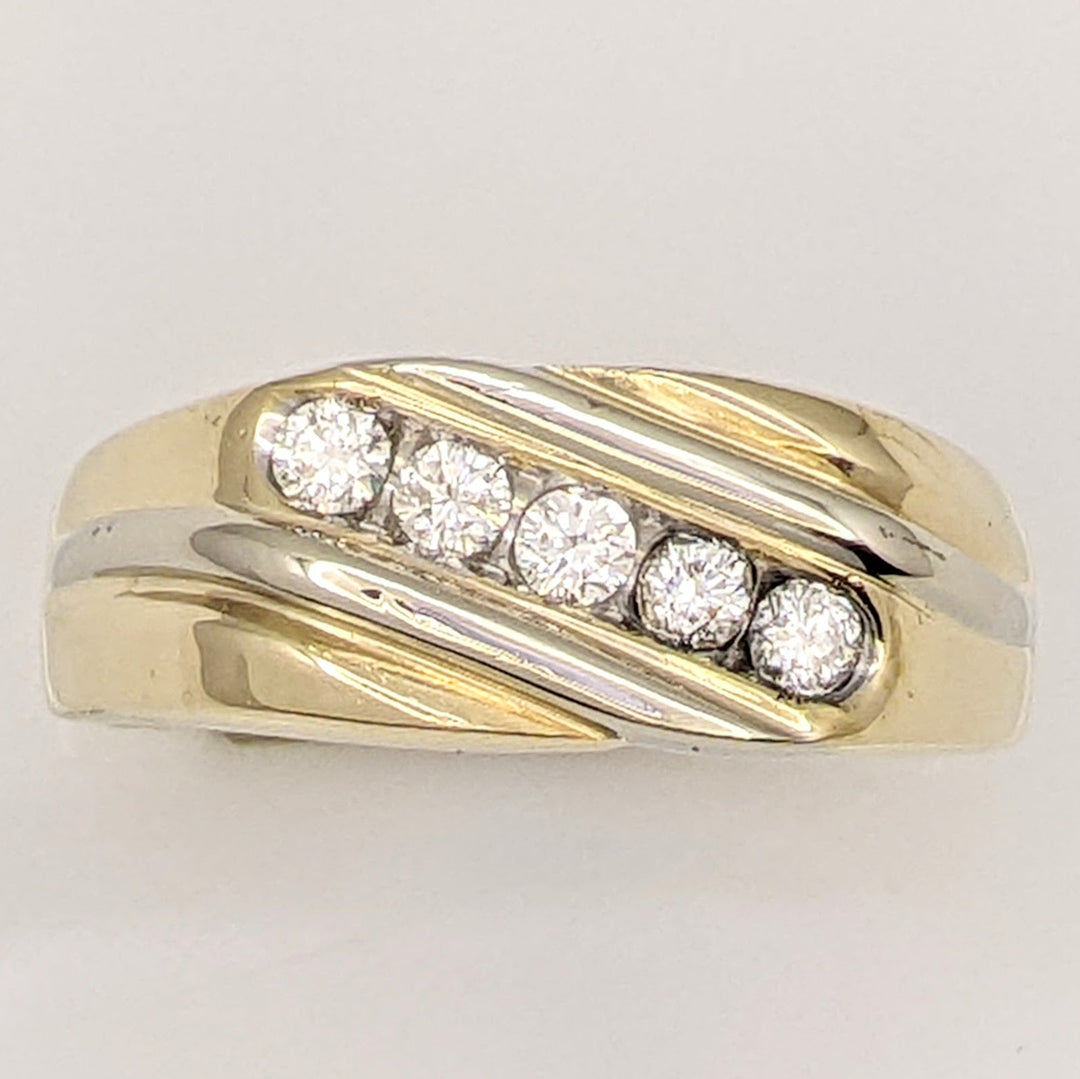 14K .50 CARAT TOTAL WEIGHT SI2 H DIAMOND ROUND (5) ESTATE CHANNEL BAND 13.6 GRAMS