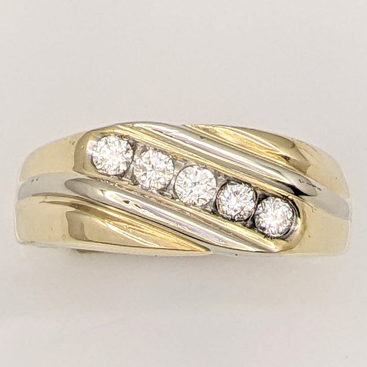 14K .50 CARAT TOTAL WEIGHT SI2 H DIAMOND ROUND (5) ESTATE CHANNEL BAND 13.6 GRAMS