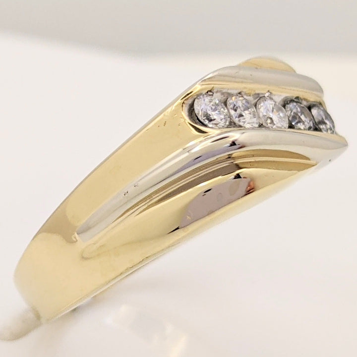 14K .50 CARAT TOTAL WEIGHT SI2 H DIAMOND ROUND (5) ESTATE CHANNEL BAND 13.6 GRAMS