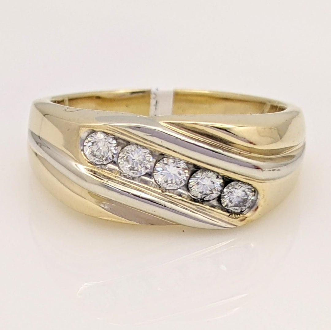 14K .50 CARAT TOTAL WEIGHT SI2 H DIAMOND ROUND (5) ESTATE CHANNEL BAND 13.6 GRAMS