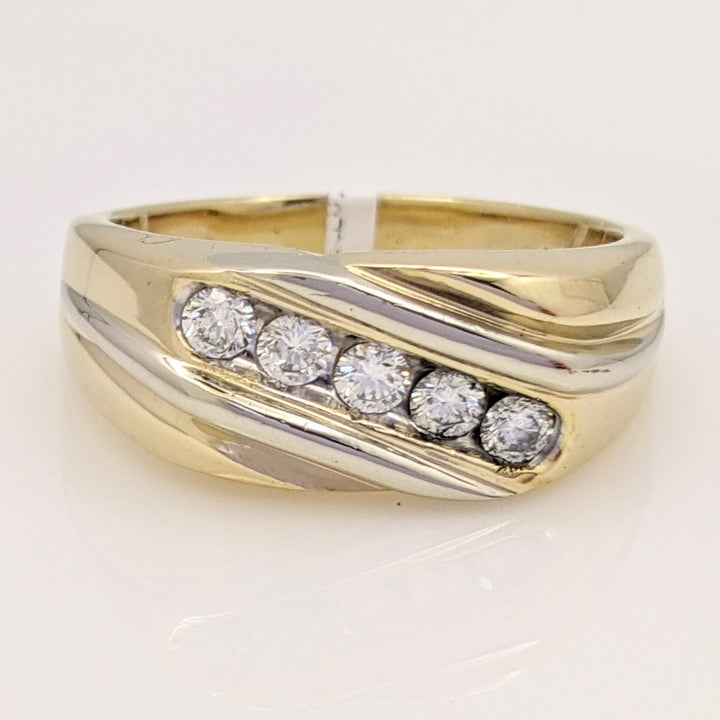 14K .50 CARAT TOTAL WEIGHT SI2 H DIAMOND ROUND (5) ESTATE CHANNEL BAND 13.6 GRAMS