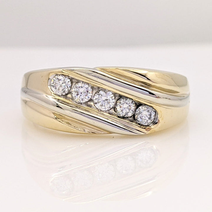 14K .50 CARAT TOTAL WEIGHT SI2 H DIAMOND ROUND (5) ESTATE CHANNEL BAND 13.6 GRAMS