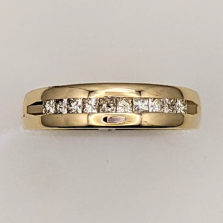 14K .63 CARAT TOTAL WEIGHT SI2 J DIAMOND ROUND (10) ESTATE CHANNEL BAND 5.6 GRAMS