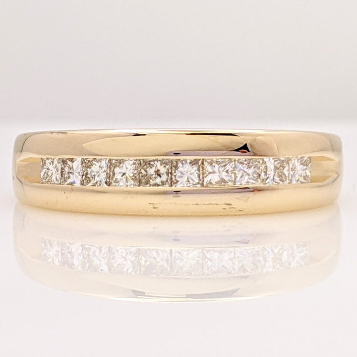 14K .63 CARAT TOTAL WEIGHT SI2 J DIAMOND ROUND (10) ESTATE CHANNEL BAND 5.6 GRAMS