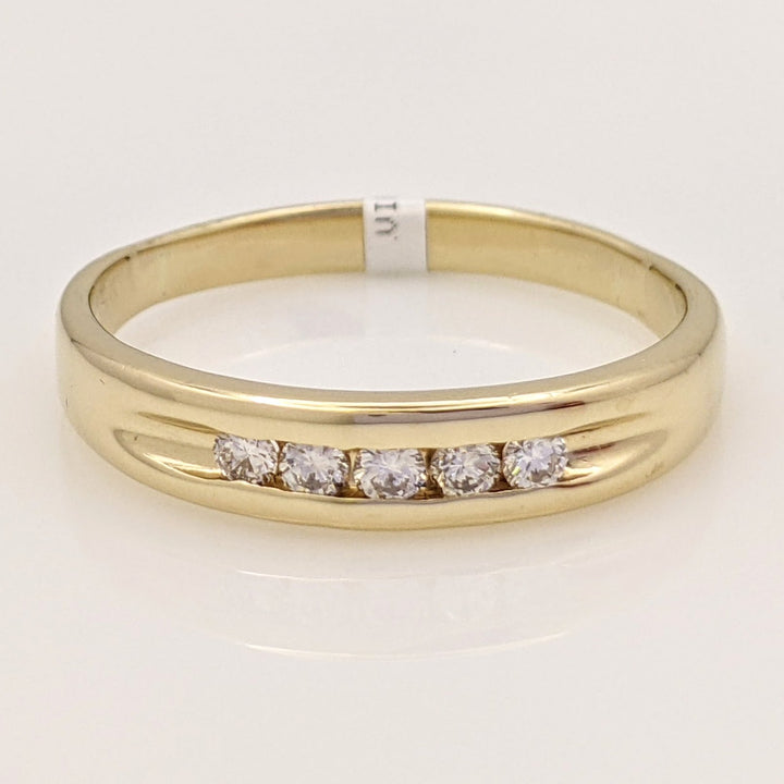 14K .23 CARAT TOTAL WEIGHT SI1 H DIAMOND ROUND (5) ESTATE CHANNEL BAND 4.2 GRAMS