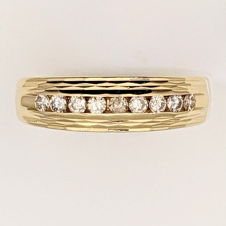 14K .38 CARAT TOTAL WEIGHT I1 I DIAMOND ROUND (9) ESTATE CHANNEL BAND 5.8 GRAMS